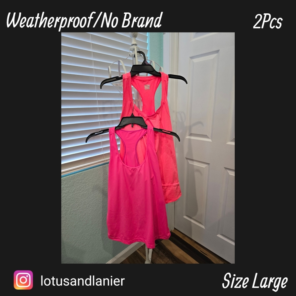 Weather Proof 32 Cool Neon Orange / Unbranded Neon Pink Tank Top Sz Large